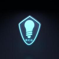 Neon-Symbol Öko-Energie. Ökologie-Konzept. 3D-Darstellung. foto