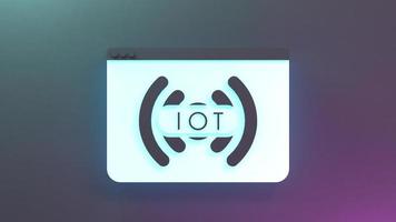 Neon-Internet-Ding-Logo-Symbol. iot-Konzept. 3D-Darstellung. foto