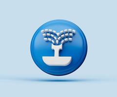Hochglanz-3D-Darstellung des Gartenduschensymbols oder -symbols isoliert auf blauem Hintergrund mit Schatten foto