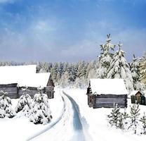 das Dorf im Winterwald foto