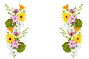 Blumenhintergrund. Wildblumen isoliert auf weißem Hintergrund. Blumenstrauß. foto