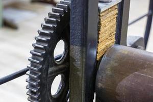 Getriebemechanismus. Details der alten alten Maschine zur Herstellung von Gravuren