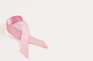 rosa Band für Brustkrebsbewusstsein auf weißem Hintergrund