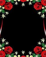 Blumen Rosen und Glocken auf schwarzem Hintergrund isoliert foto