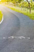 Fahrradschild die asphaltierten Straßenpunkte foto