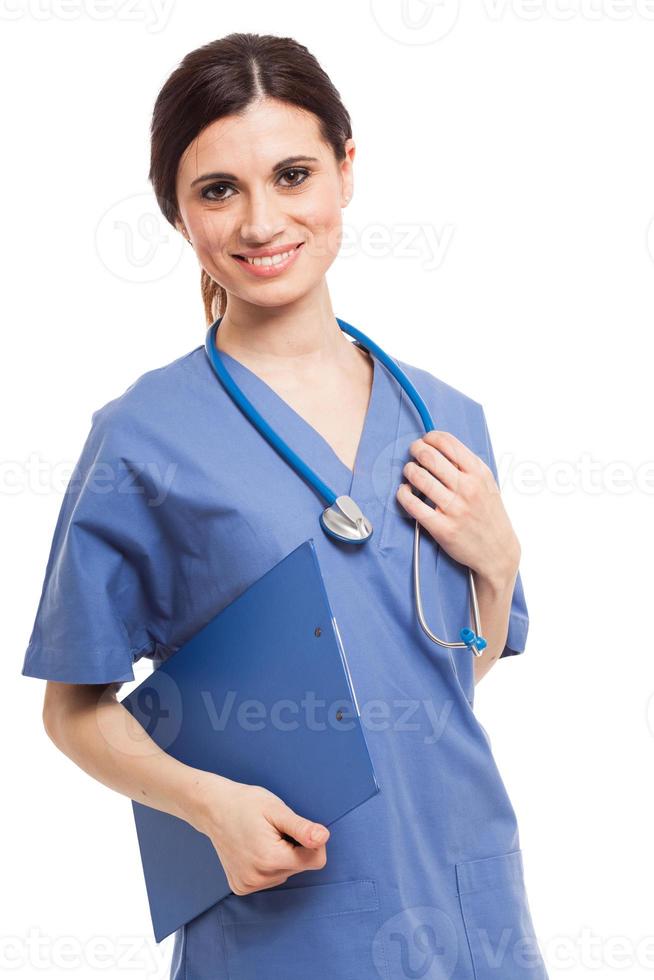leende sjuksköterska porträtt foto