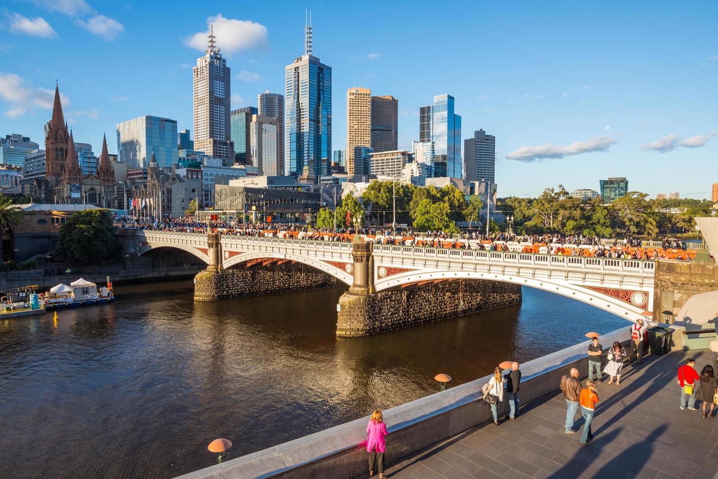 melbourne, australien - februari 18 2016 - melbourne stadsbild under den vita natten festivalen på dagtid. foto