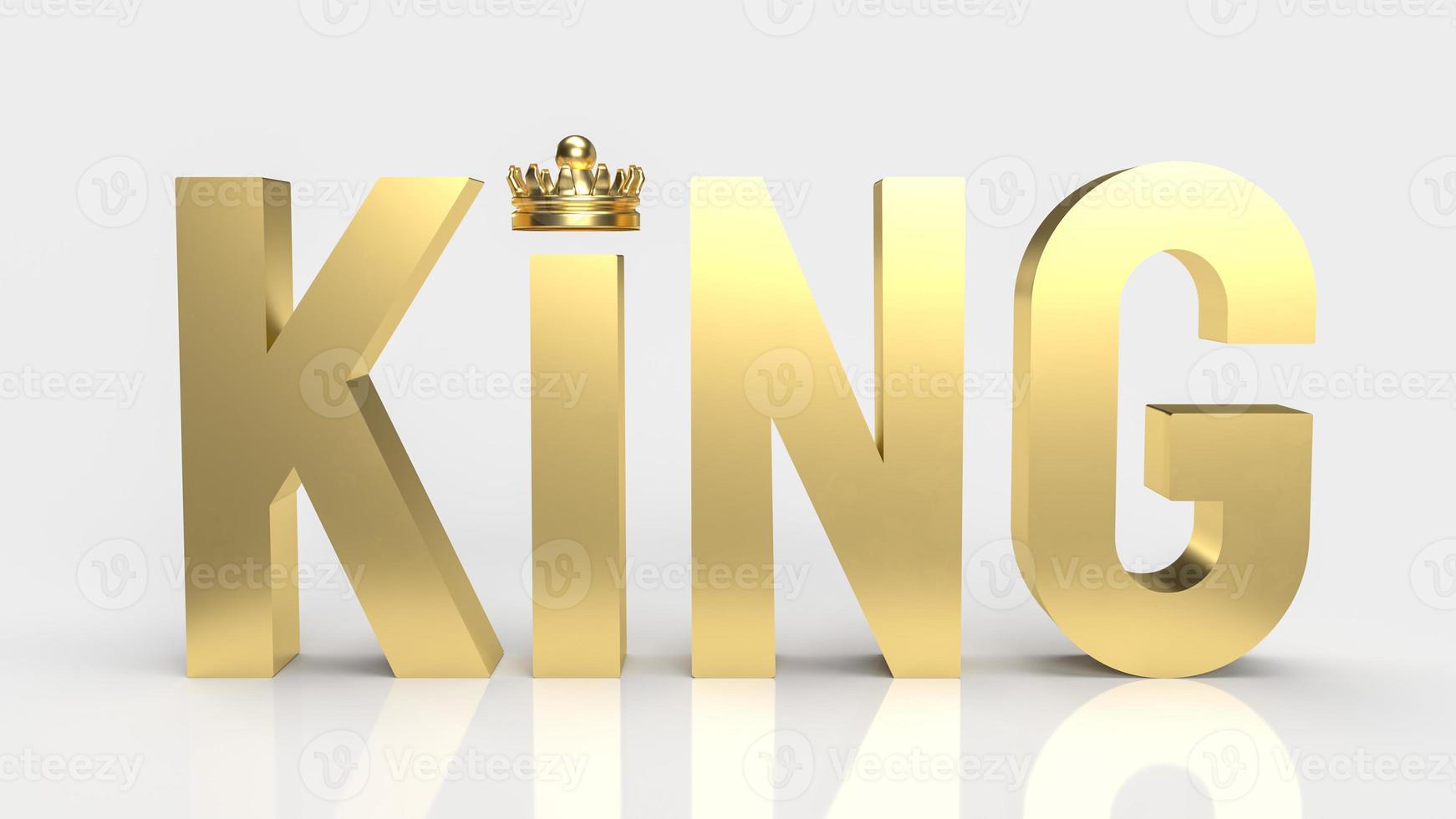 guld kung ord på vit bakgrund för affärsidé 3d-rendering foto