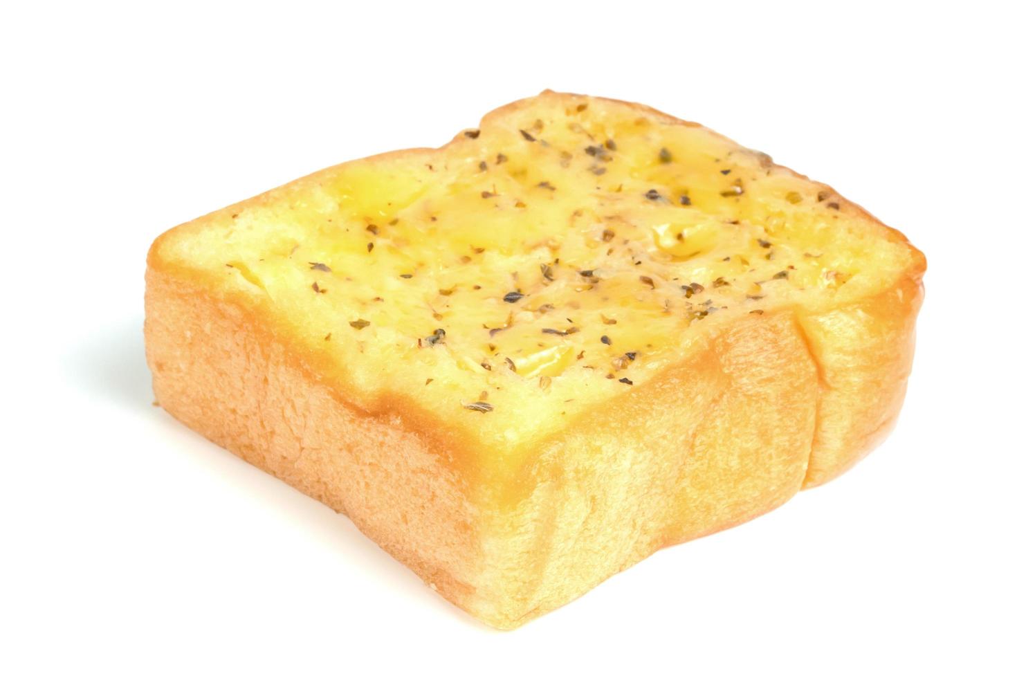 vitlöksbröd med ost isolerad på vit bakgrund foto
