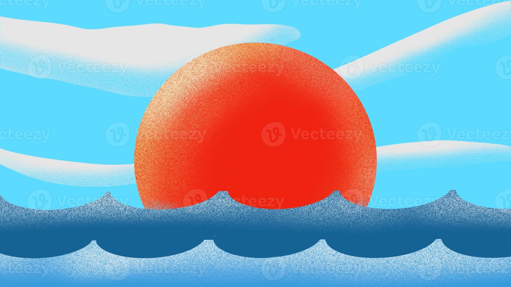 solen och havet illustration för bakgrundsinnehåll foto