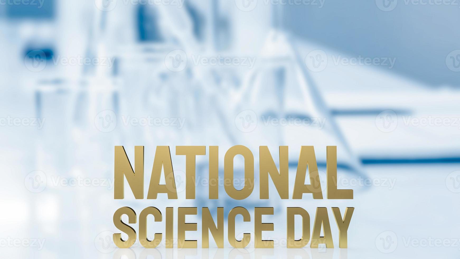 den nationella vetenskapsdagen guldtext på labbbakgrund för sci-koncept 3d-rendering foto