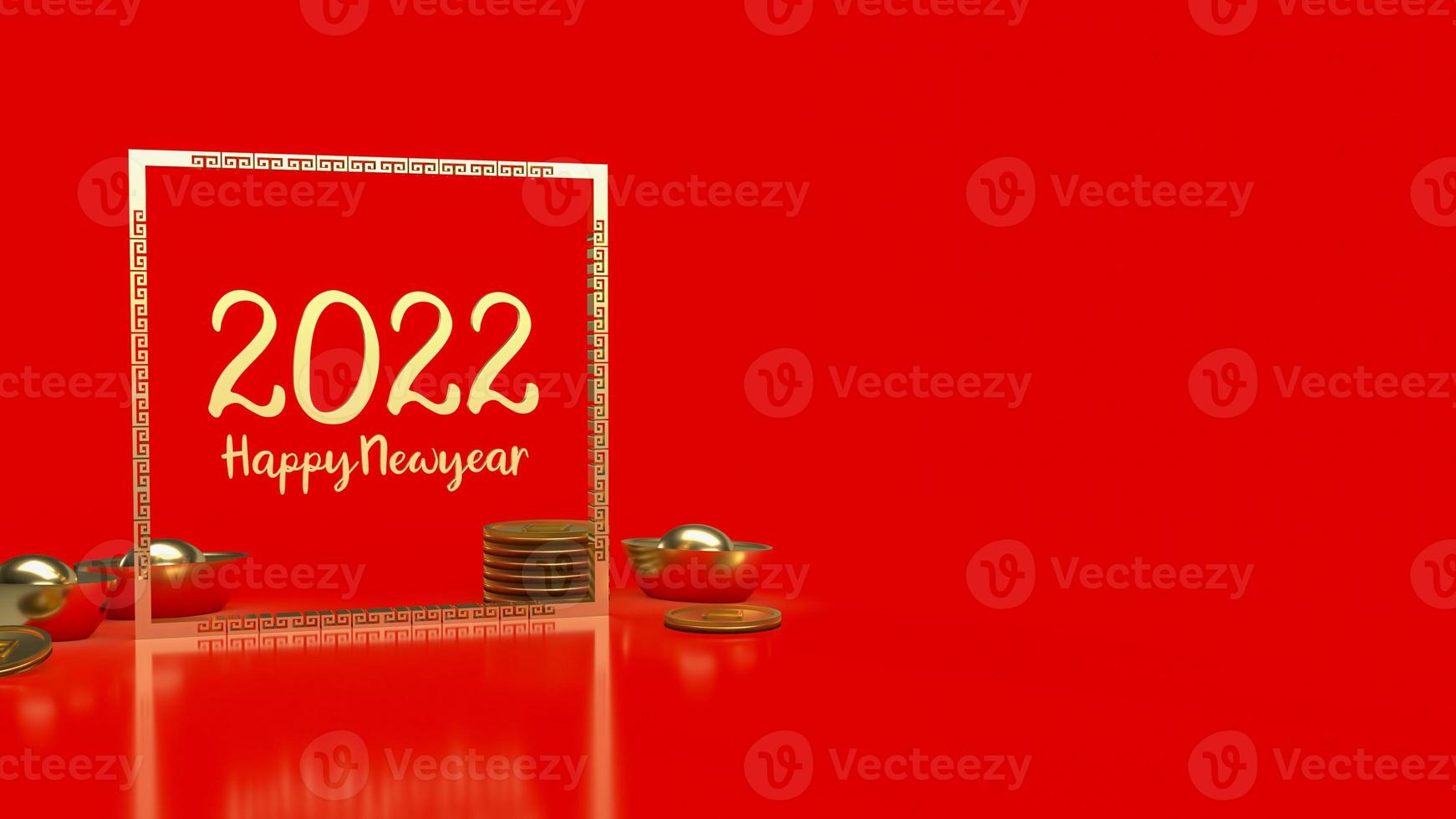 guldnummer 2022 kinesisk stil för gott nytt år koncept 3d-rendering foto