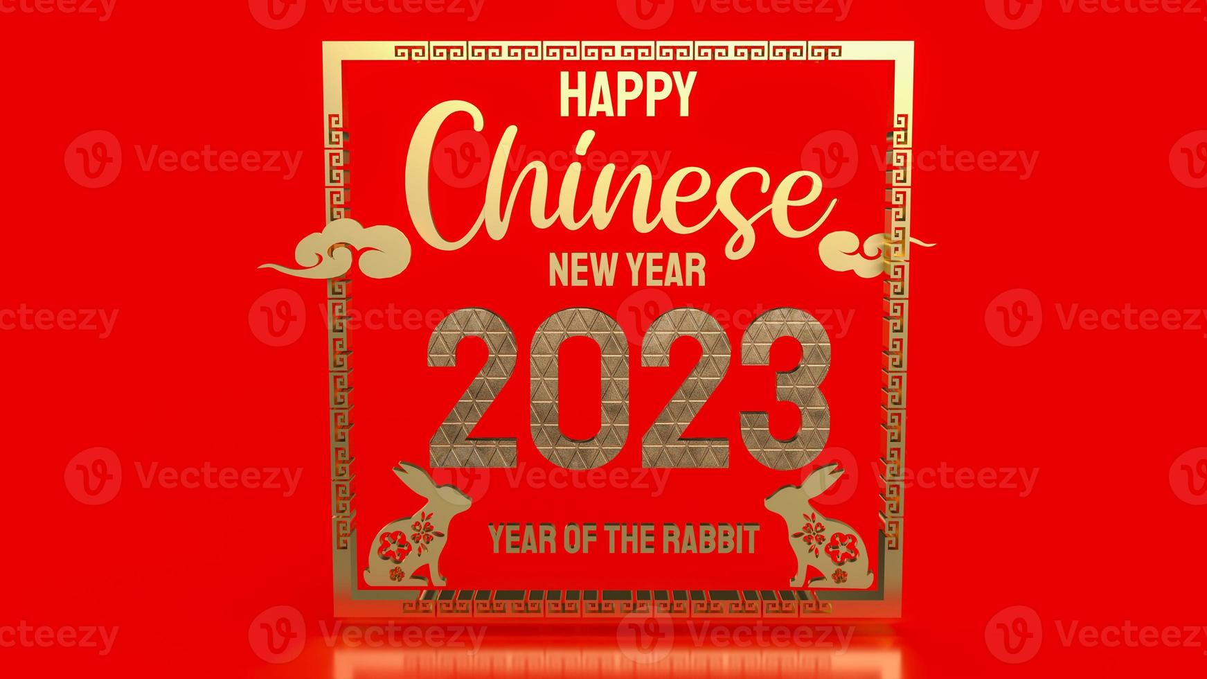 det kinesiska nyåret 2023 år av kaninen 3d-rendering foto