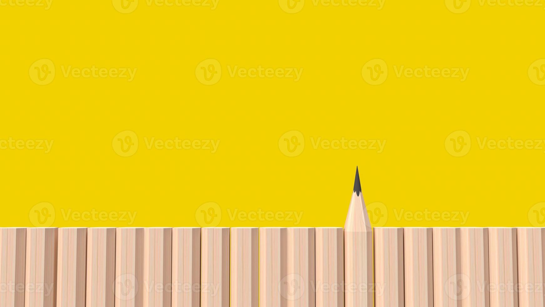 pennträet på gul bakgrund för utbildning eller affärsinnehåll 3d-rendering foto