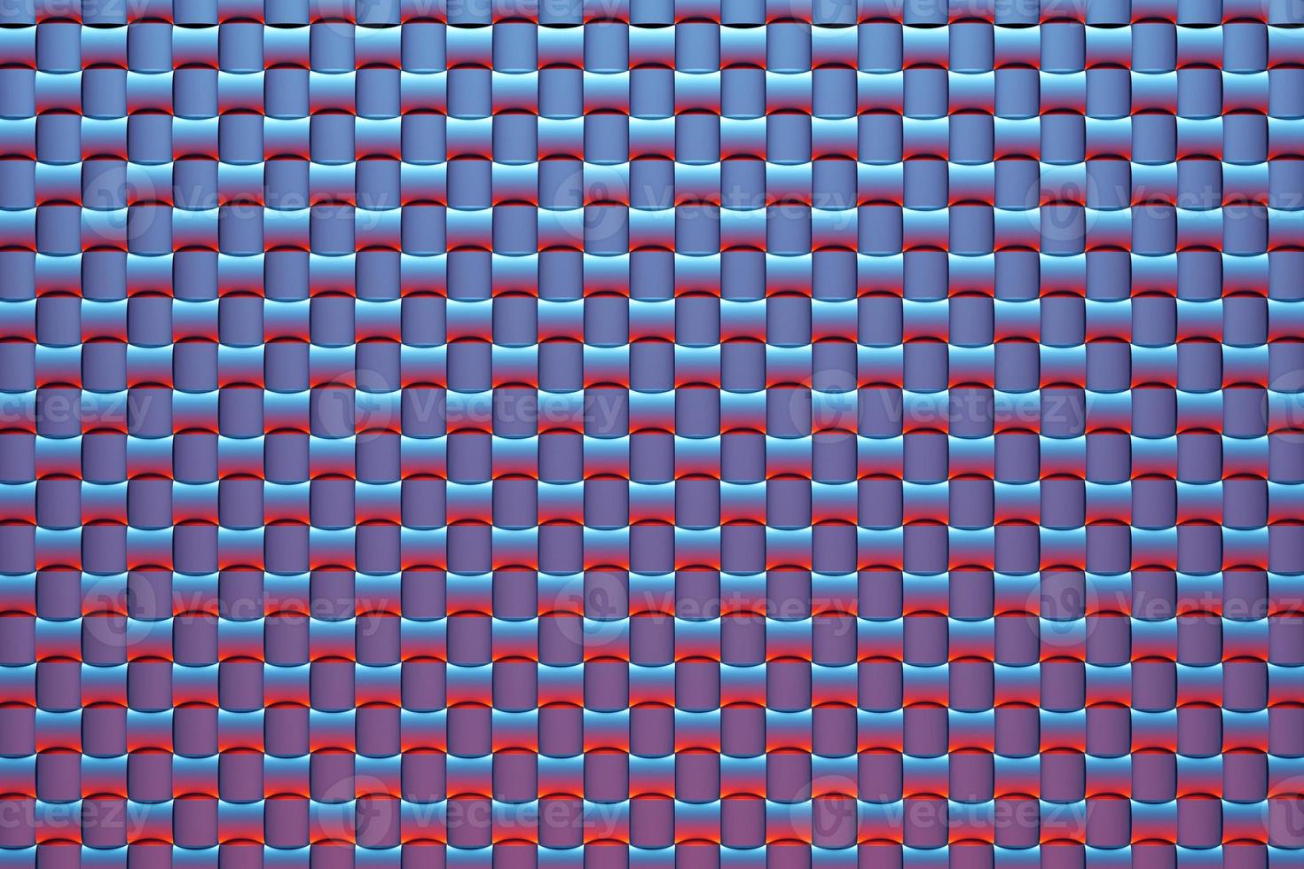 3d-rendering. blått och rött mönster av kuber av olika former. minimalistiskt mönster av enkla former. ljus kreativ symmetrisk textur foto