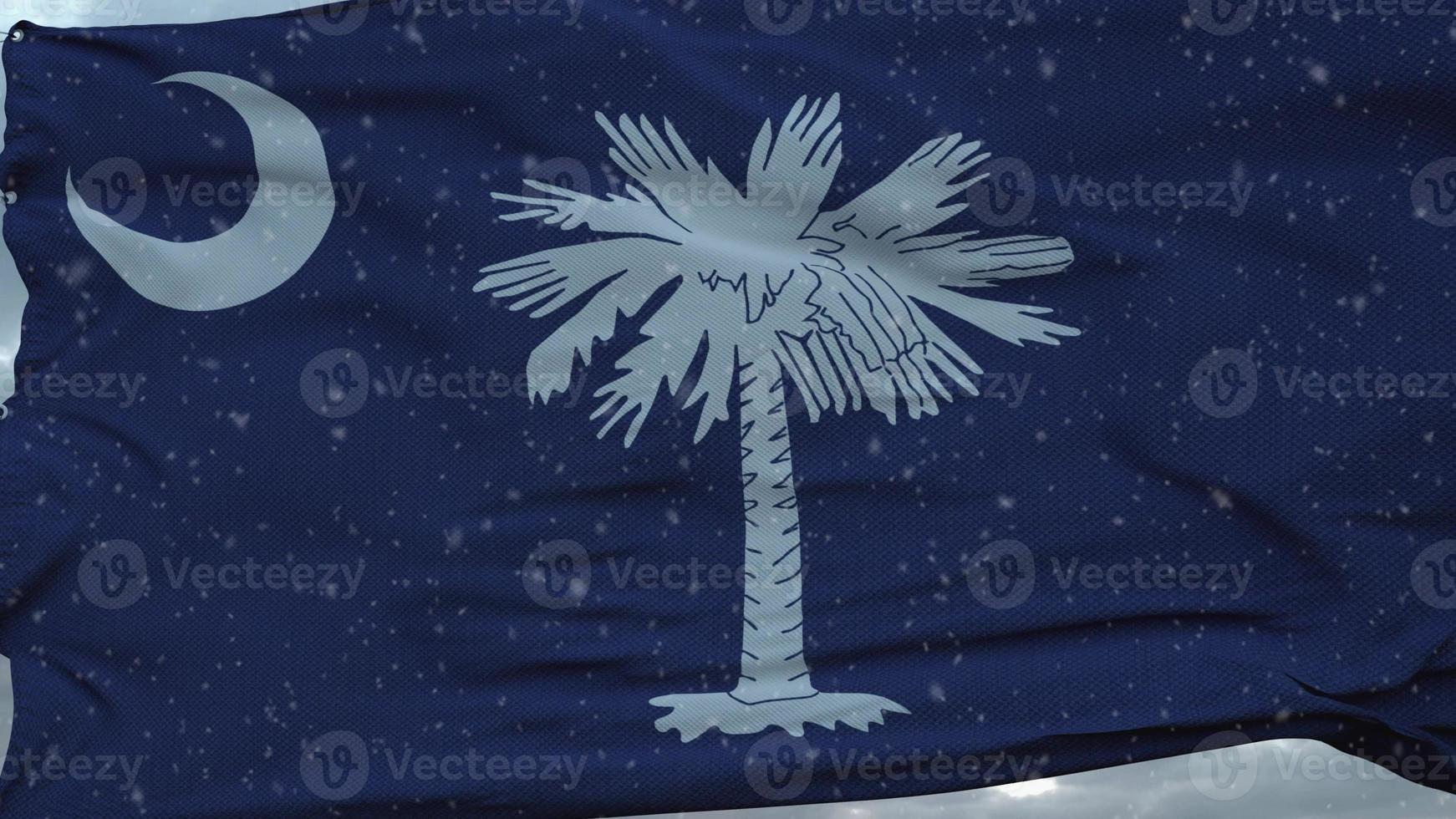 södra carolina vinterflagga med snöflingor bakgrund. Amerikas förenta stater. 3d illustration foto