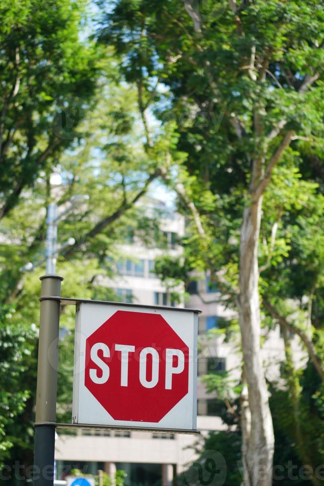 stoppskylt på en tom väg foto