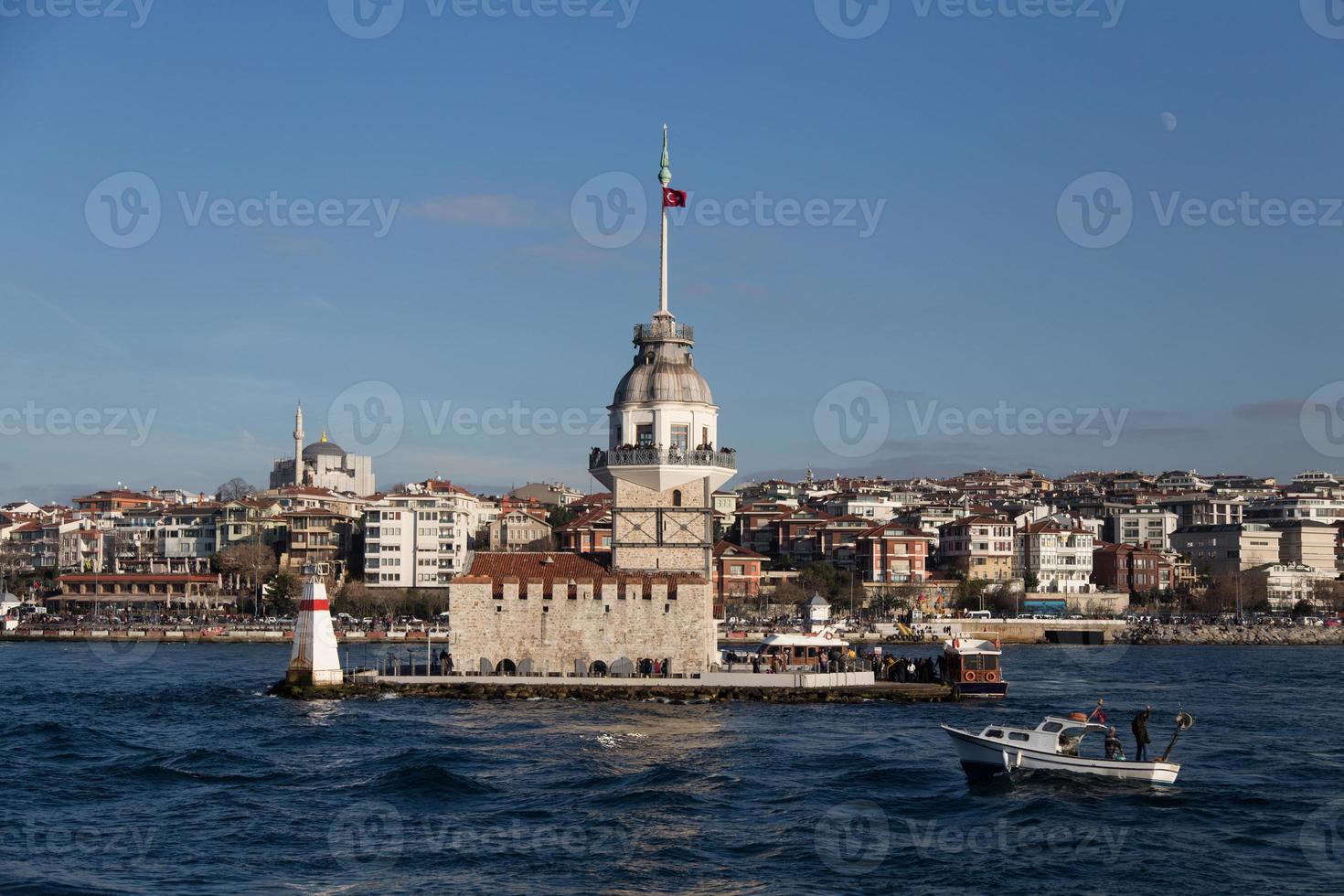 hembiträden torn i Bosphorus sund, istanbul stad, Turkiet foto