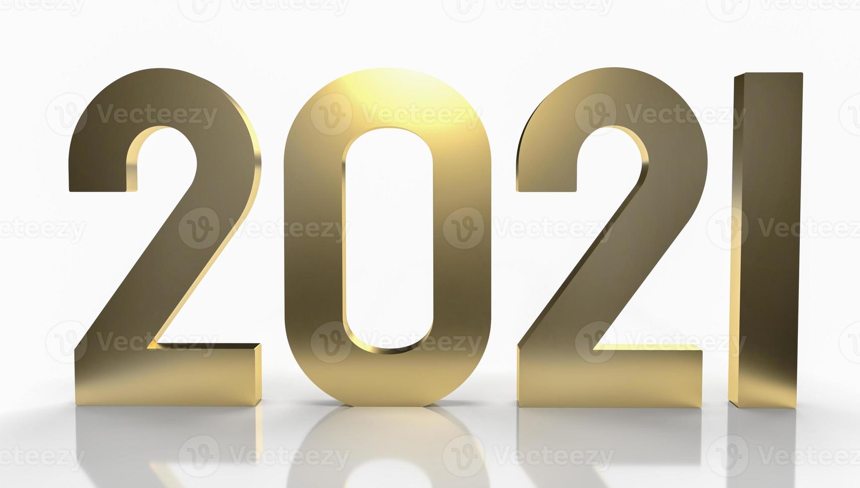 guldnummer 2021 för nyårsinnehåll 3d-rendering. foto