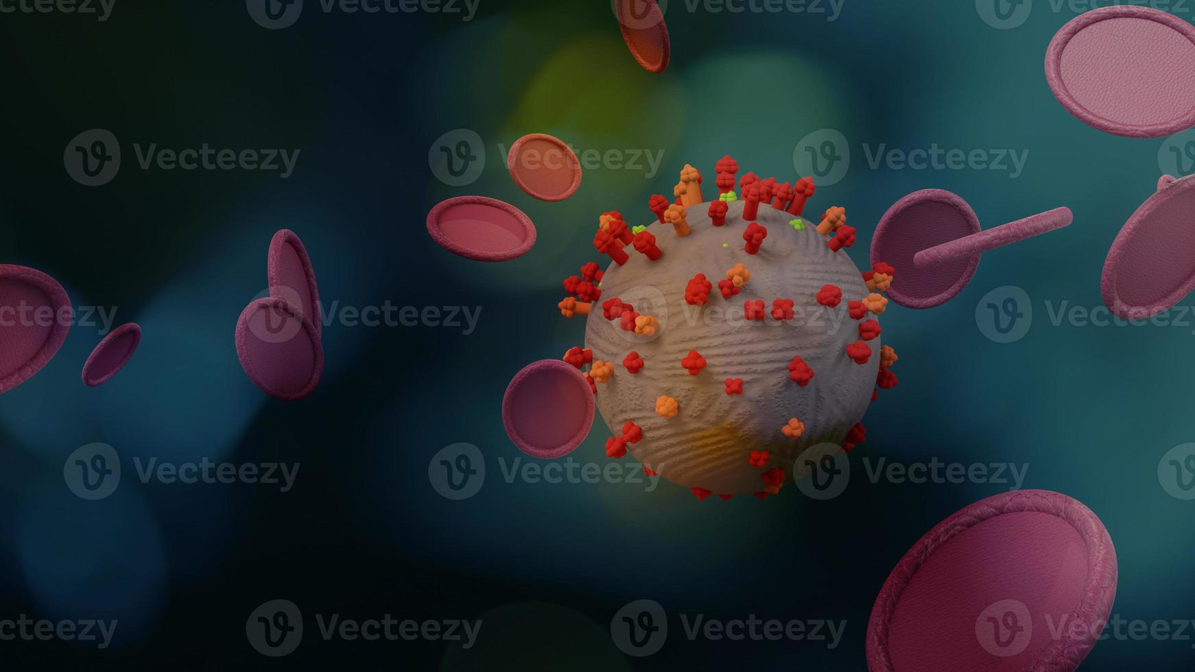 covid 19-virus 3d-rendering för medicininnehåll. foto