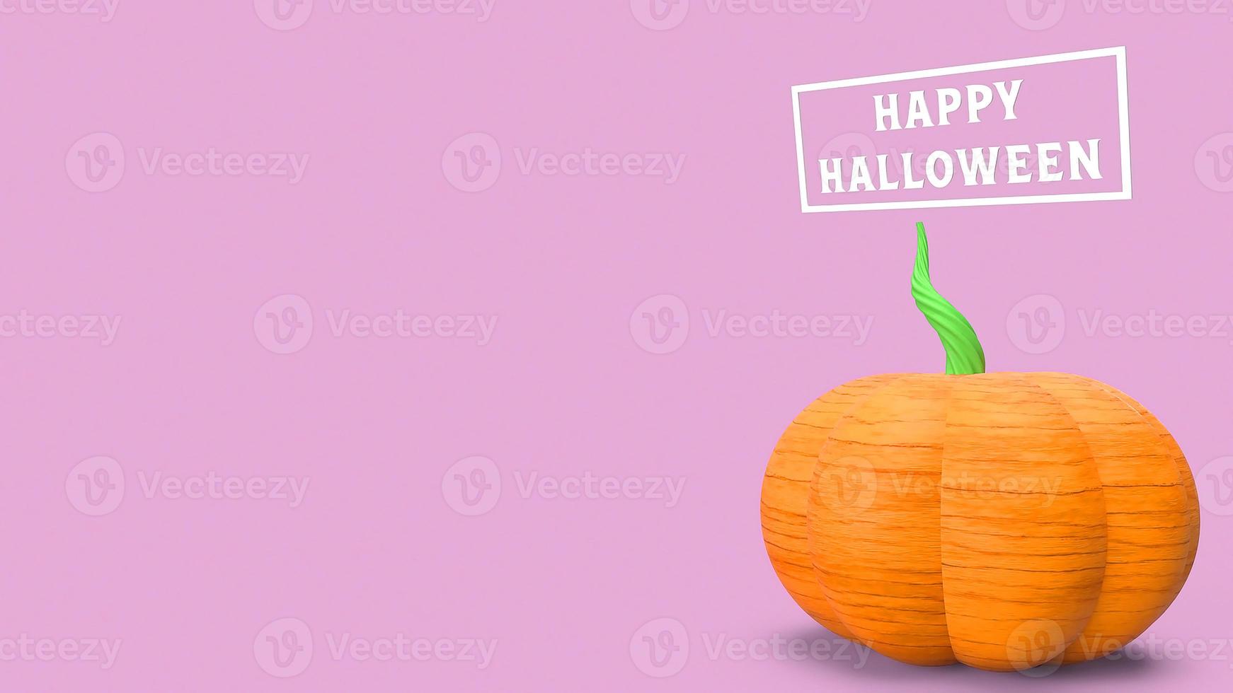 3D-rendering tecknad popkonst pumpa på rosa bakgrund för halloween innehåll. foto