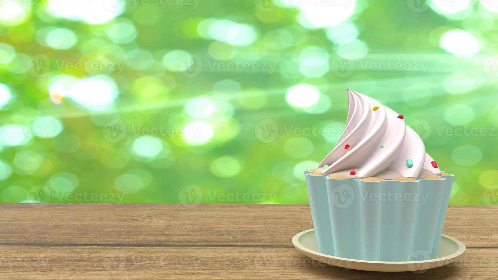 cupcake 3d-rendering för sött matinnehåll. foto