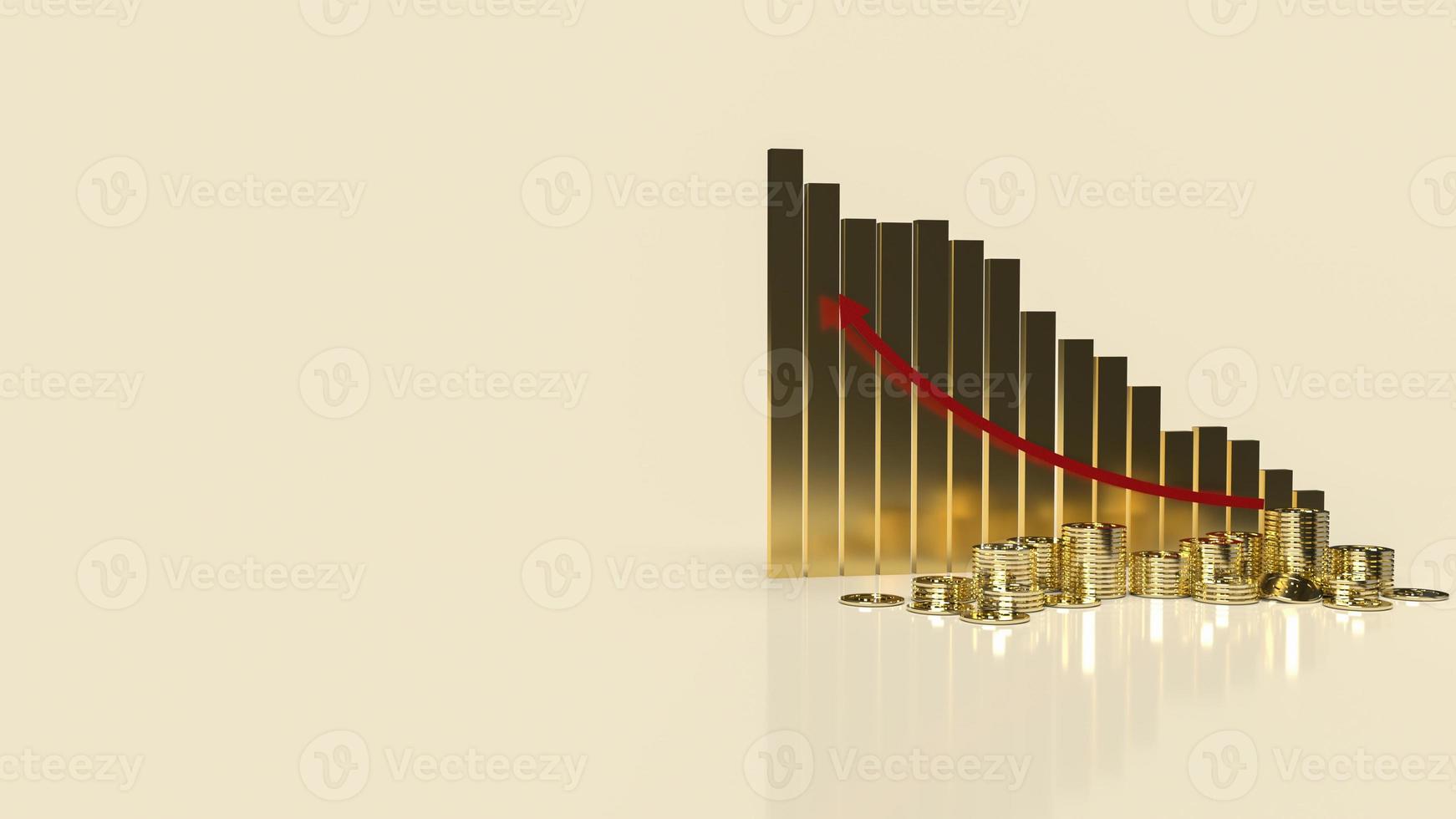 affärsdiagrammet röd pil upp och mynt för affärsinnehåll 3d-rendering. foto