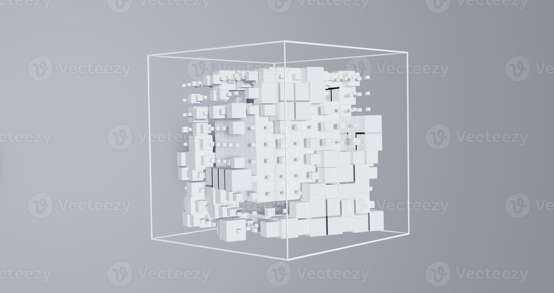 kub digitalt datalagringskluster. global onlineanalys med 3d-rendering som skapar och utökar webbinformation. programmatisk separation och ackumulering av kod foto