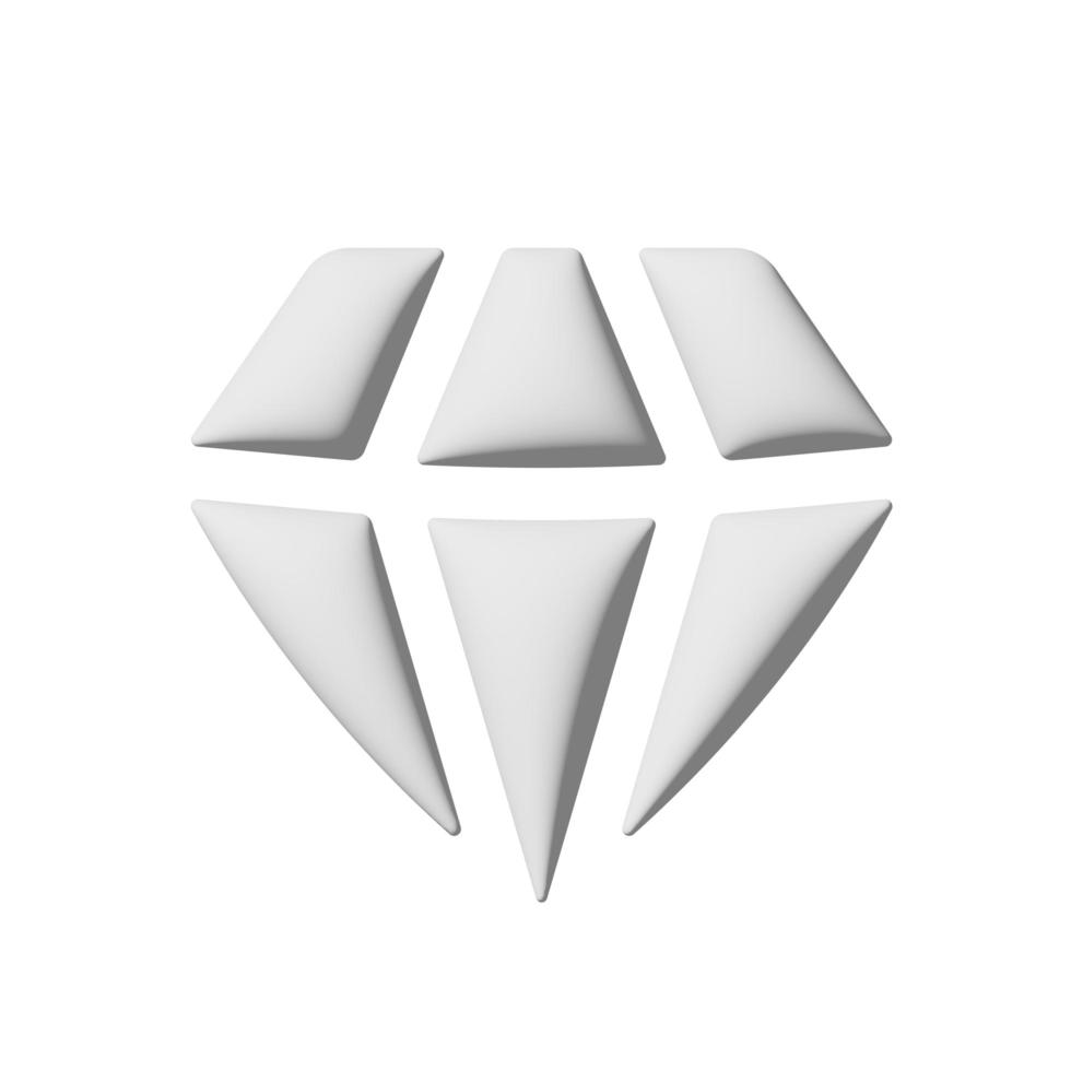 diamant ikon 3d isolerad på vit bakgrund papper konst stil foto