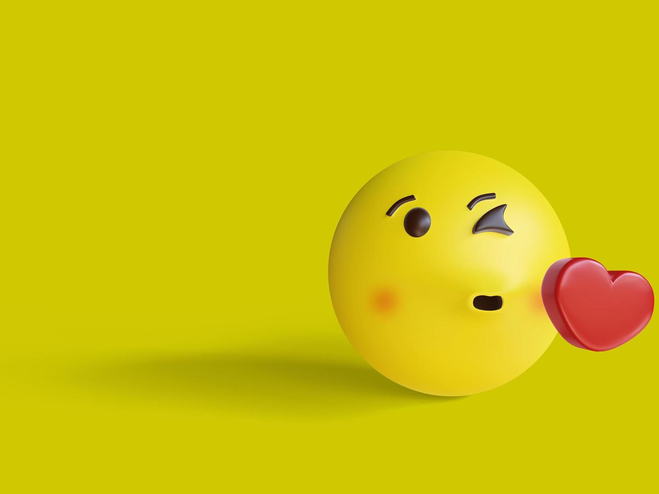 3D-illustration, kyssande ansikte emoji foto