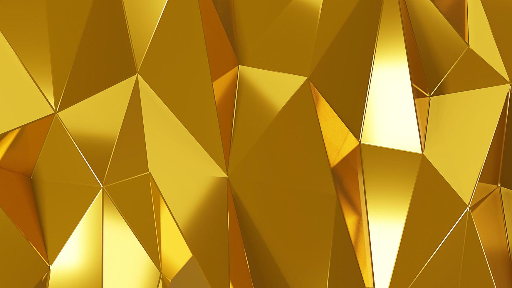 guld kristall abstrakt mosaik bakgrund. geometrisk illustration i origami stil med gradient. helt ny design. 3d-rendering. foto