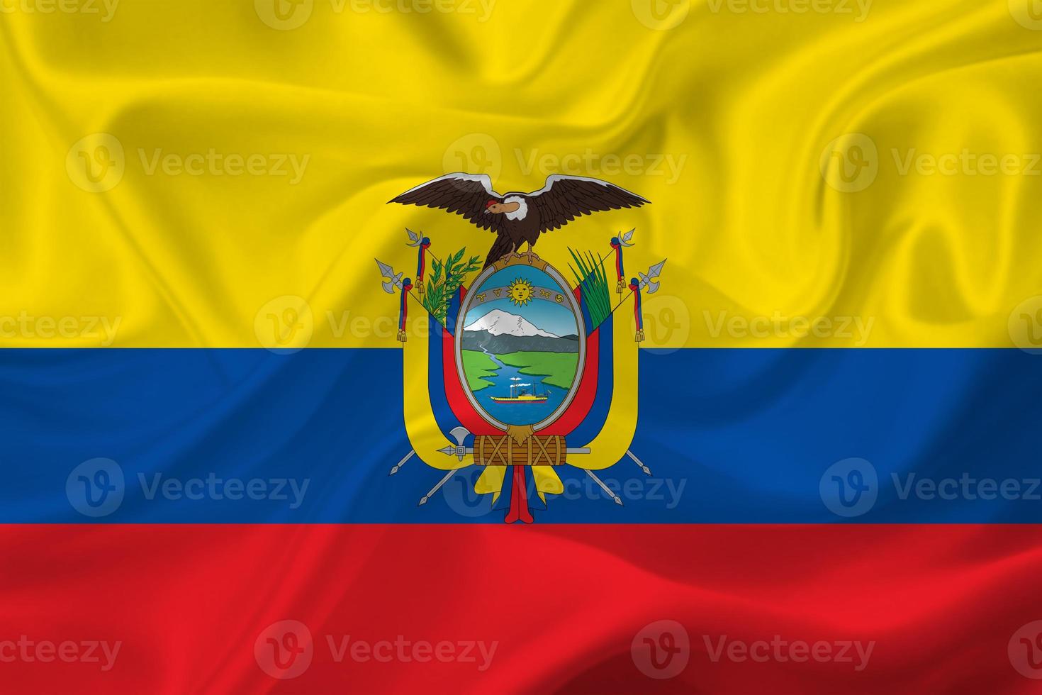 3d flagga av ecuador på tyg foto