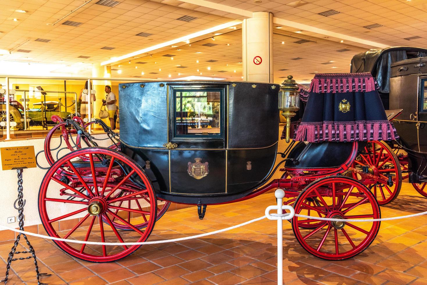 fontvieille, Monaco - jun 2017 svart berline 1865 i Monaco topp bilar samling museum foto