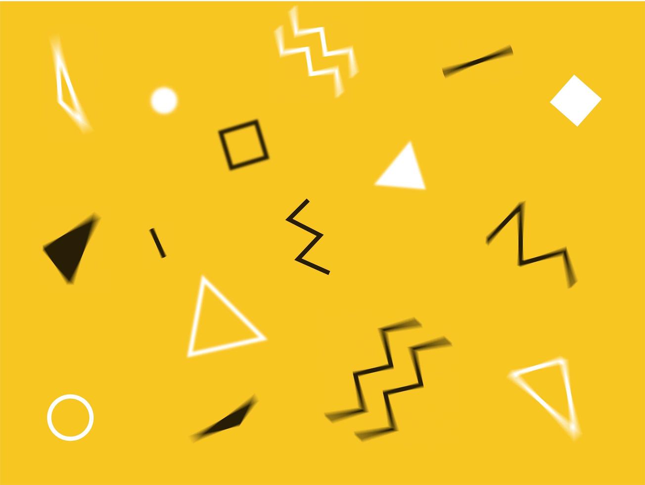 abstrakt geometrisk design gul bakgrund med trianglar, cirklar, rader och sicksackar. memphis stil med geometrisk former foto