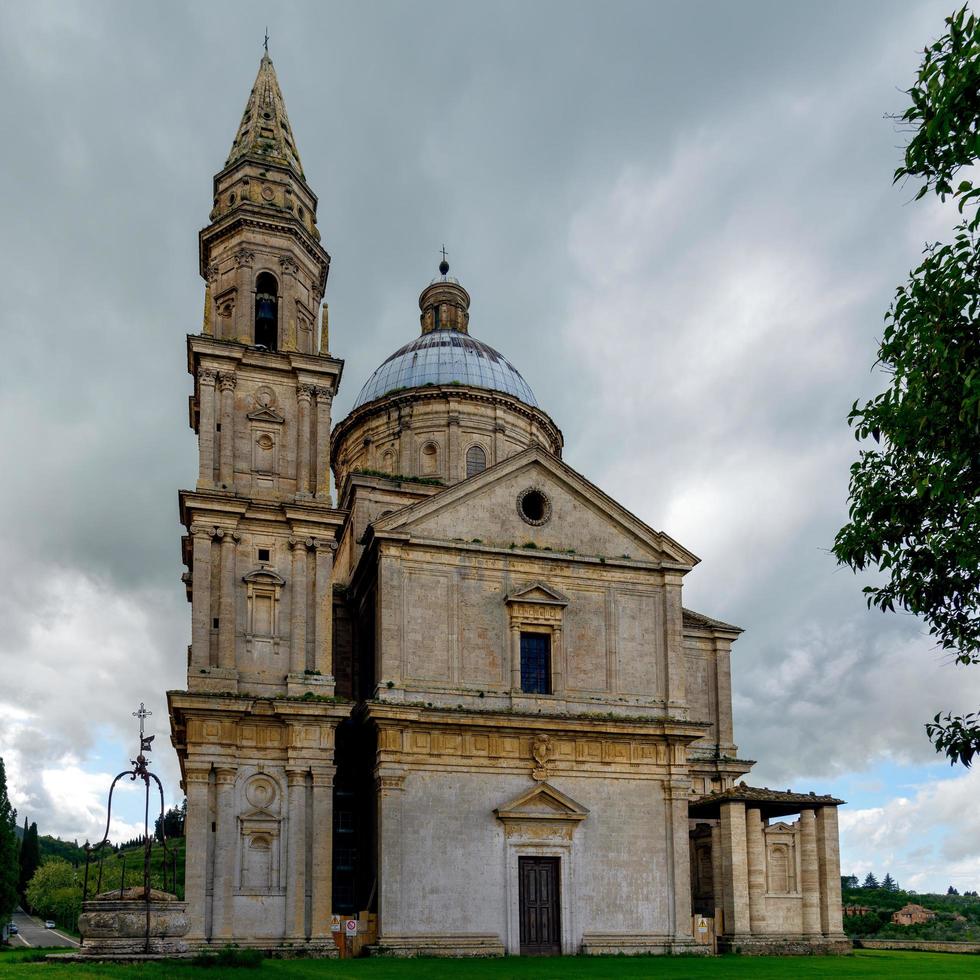 montepulciano, Toscana, Italien - Maj 17. se av san biagio kyrka nära montepulciano, tuscany på Maj 17, 2013 foto