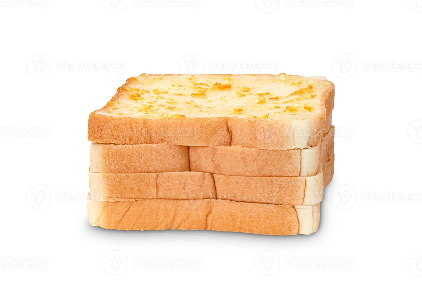 bröd skivad med orange sylt isolerat på vit bakgrund foto