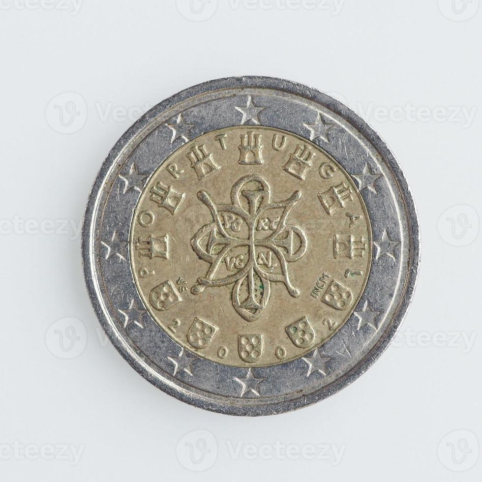 portugisiska mynt på 2 euro foto