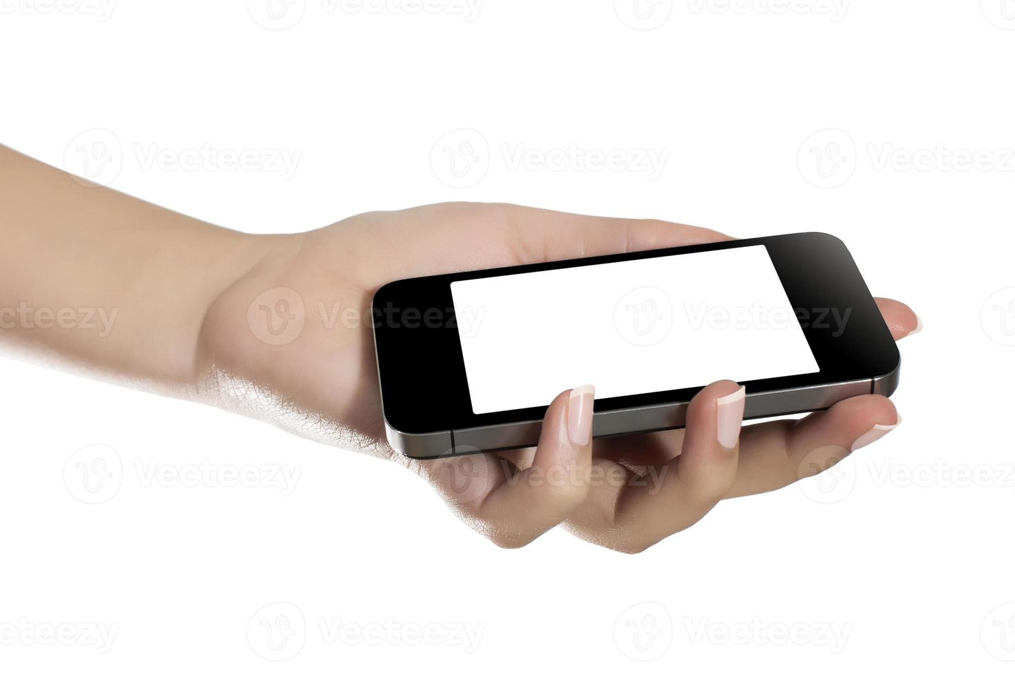 hand som håller mobiltelefon foto
