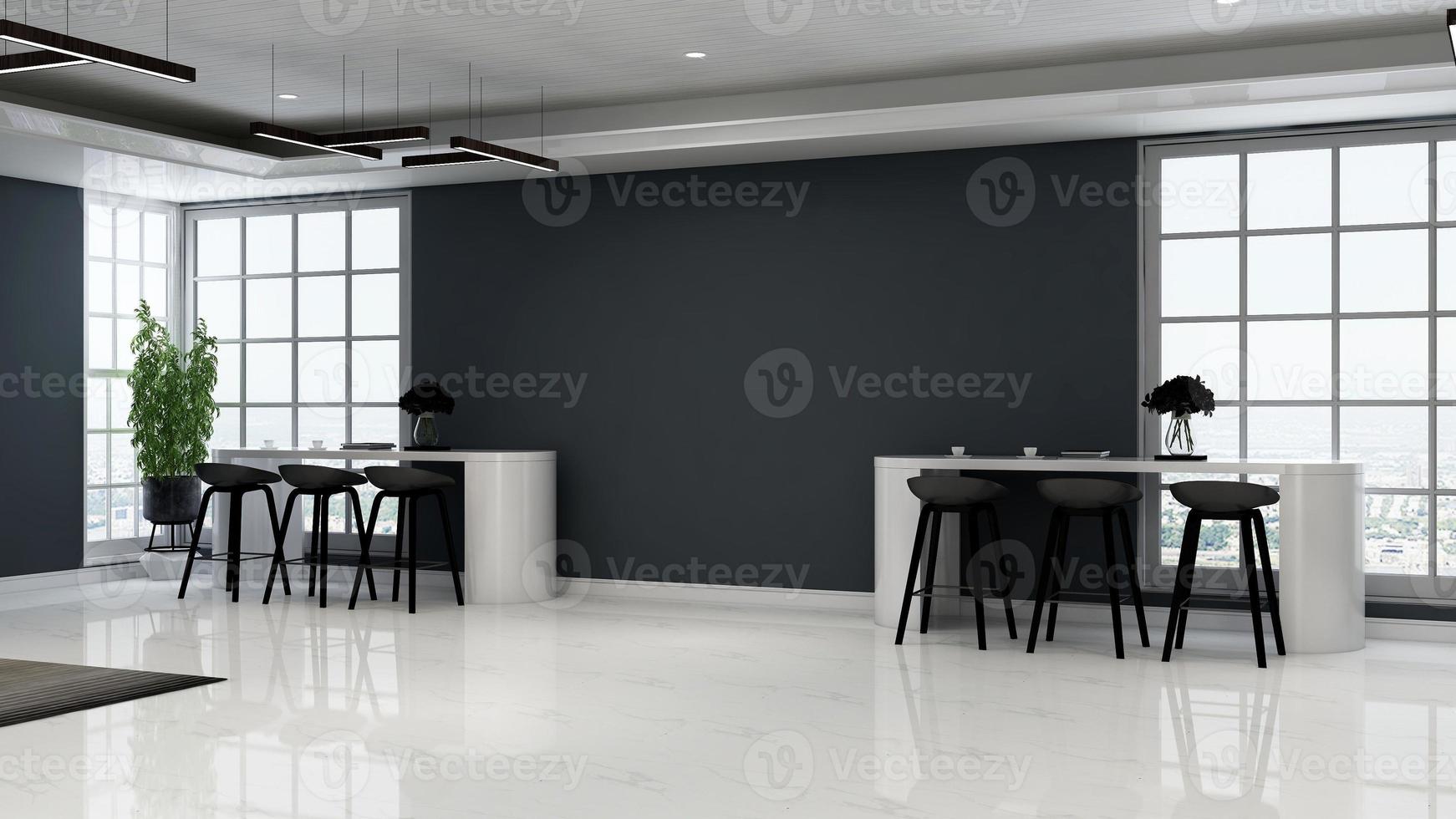 3d framställa av modern kontor skafferi - interiör design minimalistisk kök bar begrepp foto