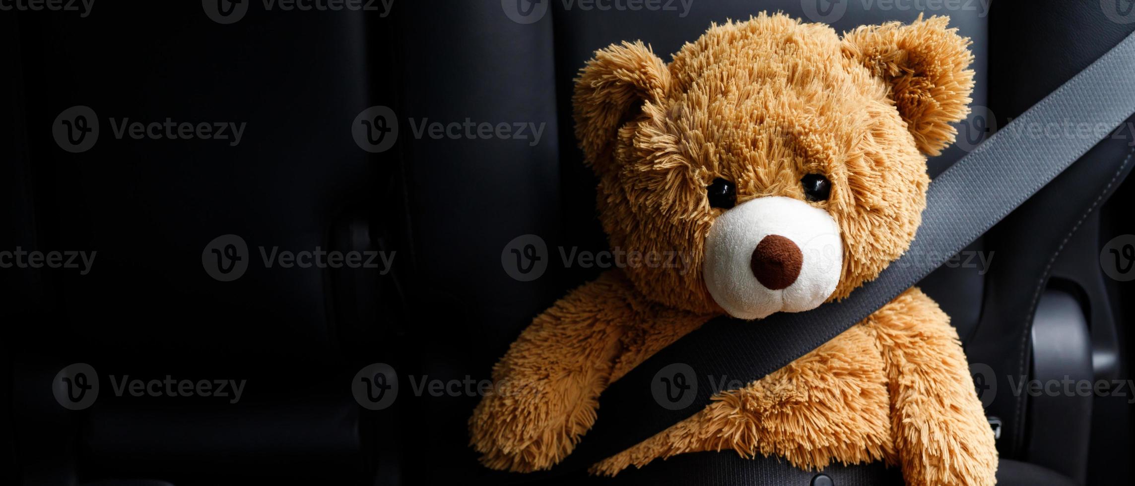 brun teddy Björn bär bil sittplats bälte foto