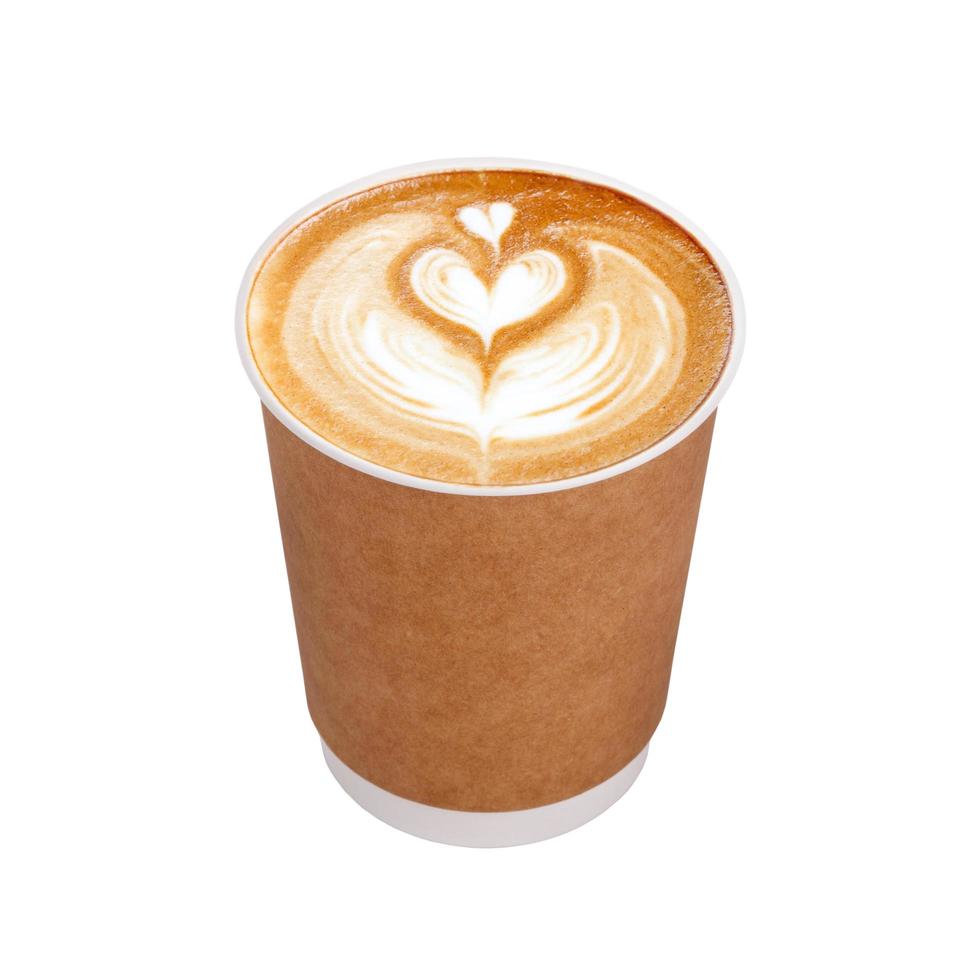 take-out kaffe med mugghållare på vit bakgrund foto