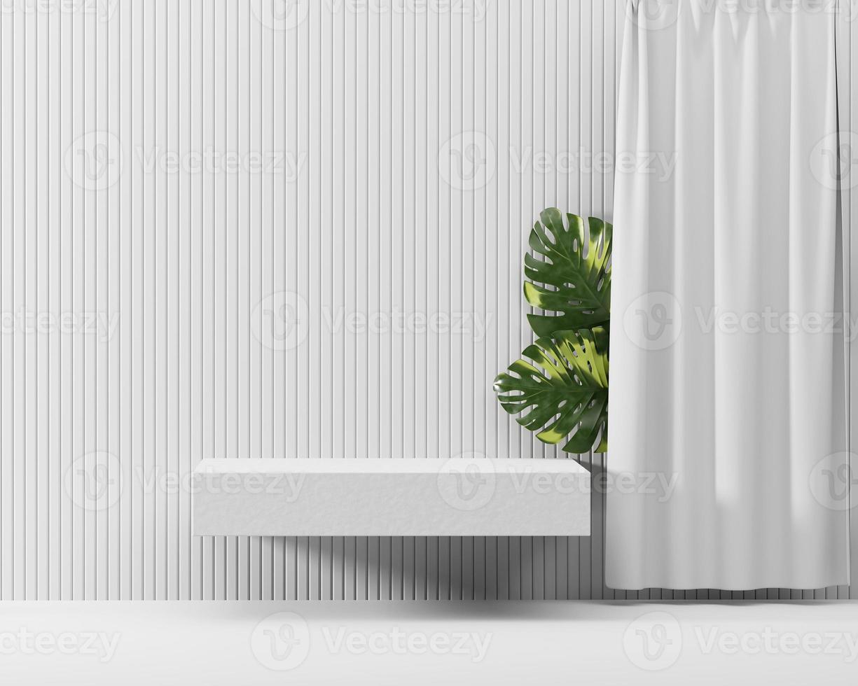 3D-rendering vit plattform podium med växtprodukt presentation bakgrund foto