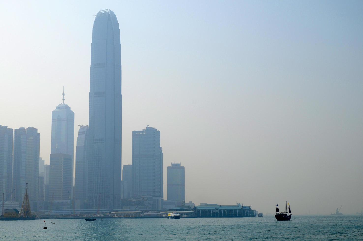 skyskrapor scen av hong kong bukt foto