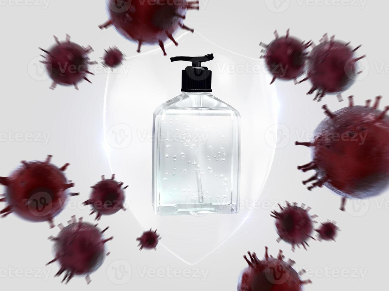 alkohol gel corona virus mockup 3d rendering design foto