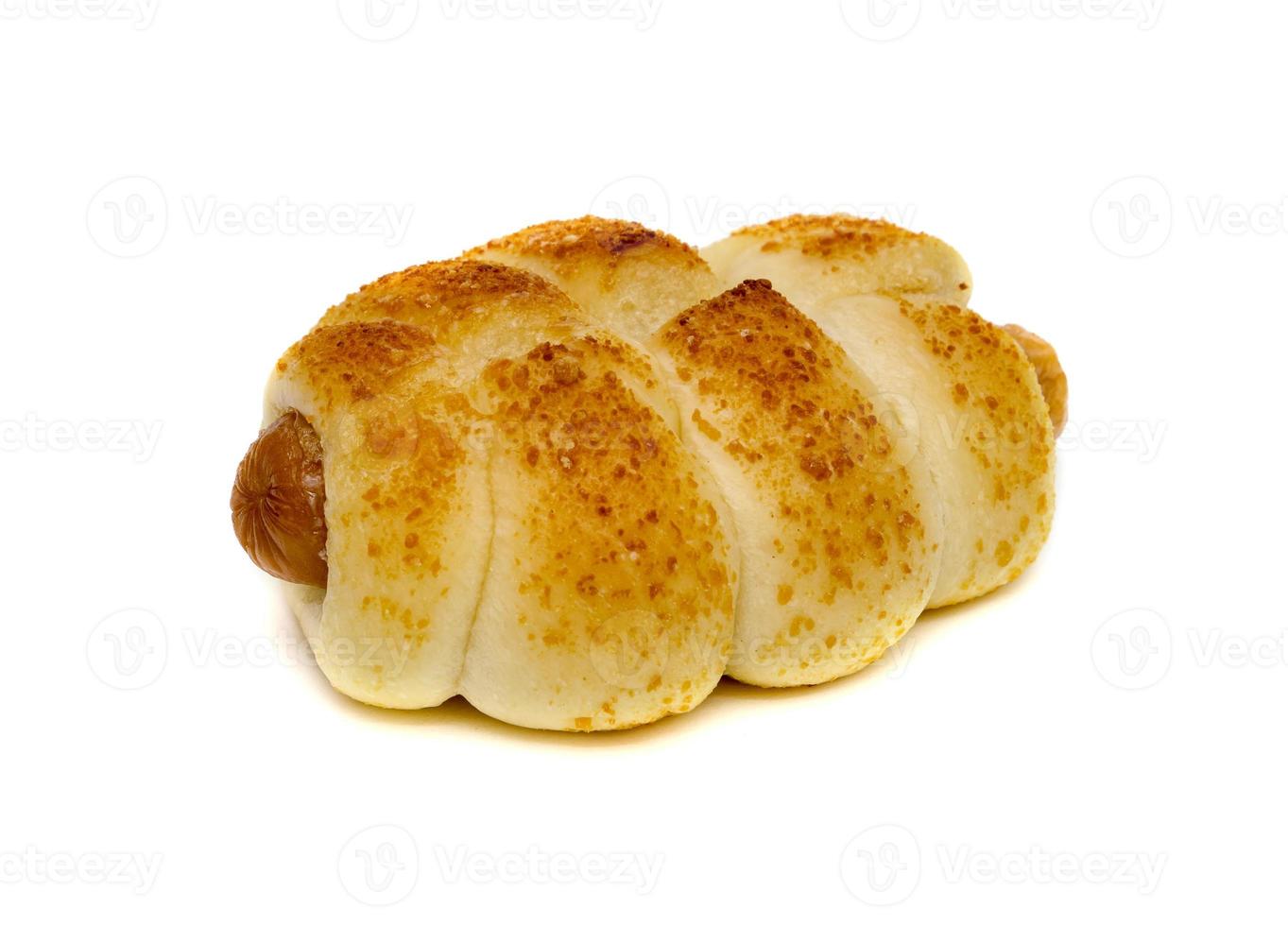 ost korv bröd isolerat på vit bakgrund foto