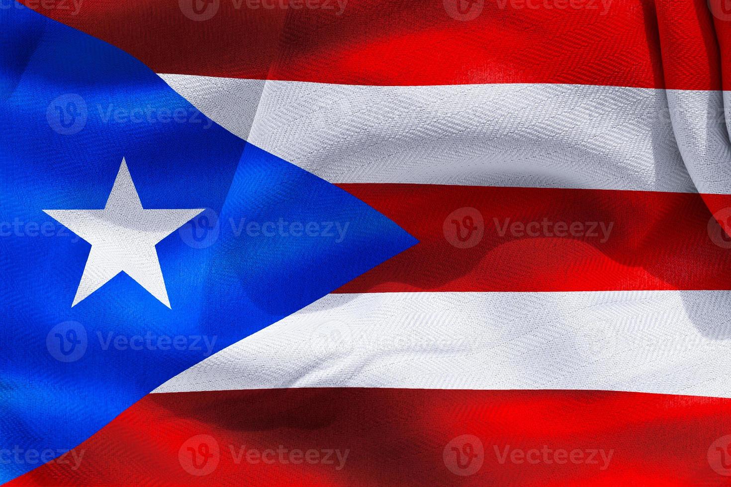 3D-illustration av en puerto rico flagga - realistiska viftande tyg flagga foto