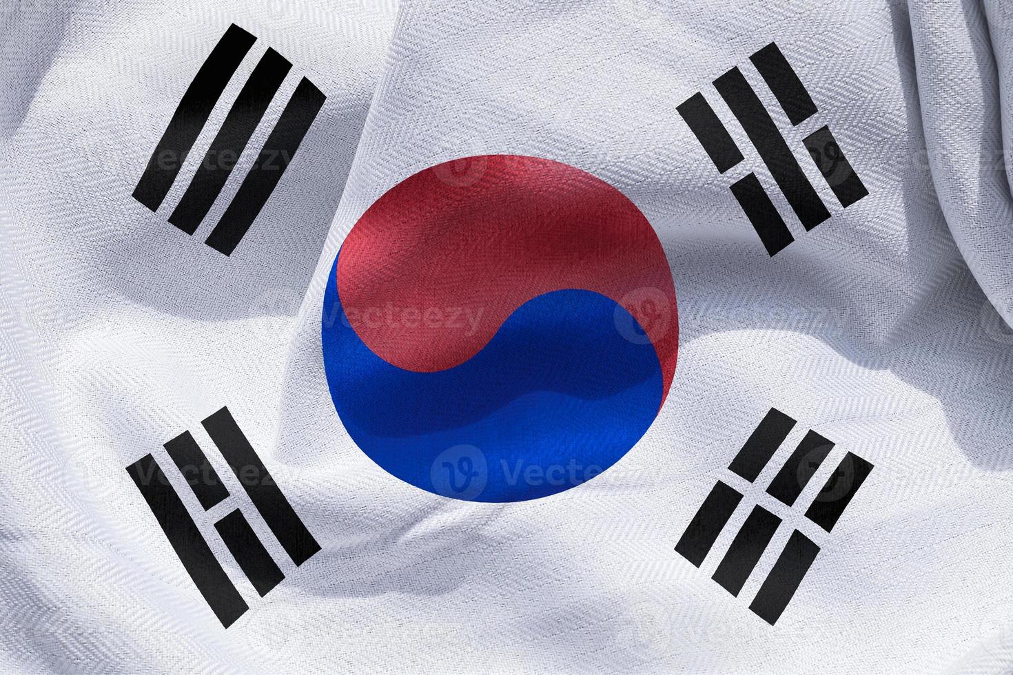 3D-illustration av en sydkoreas flagga - realistiskt viftande tygflagga foto