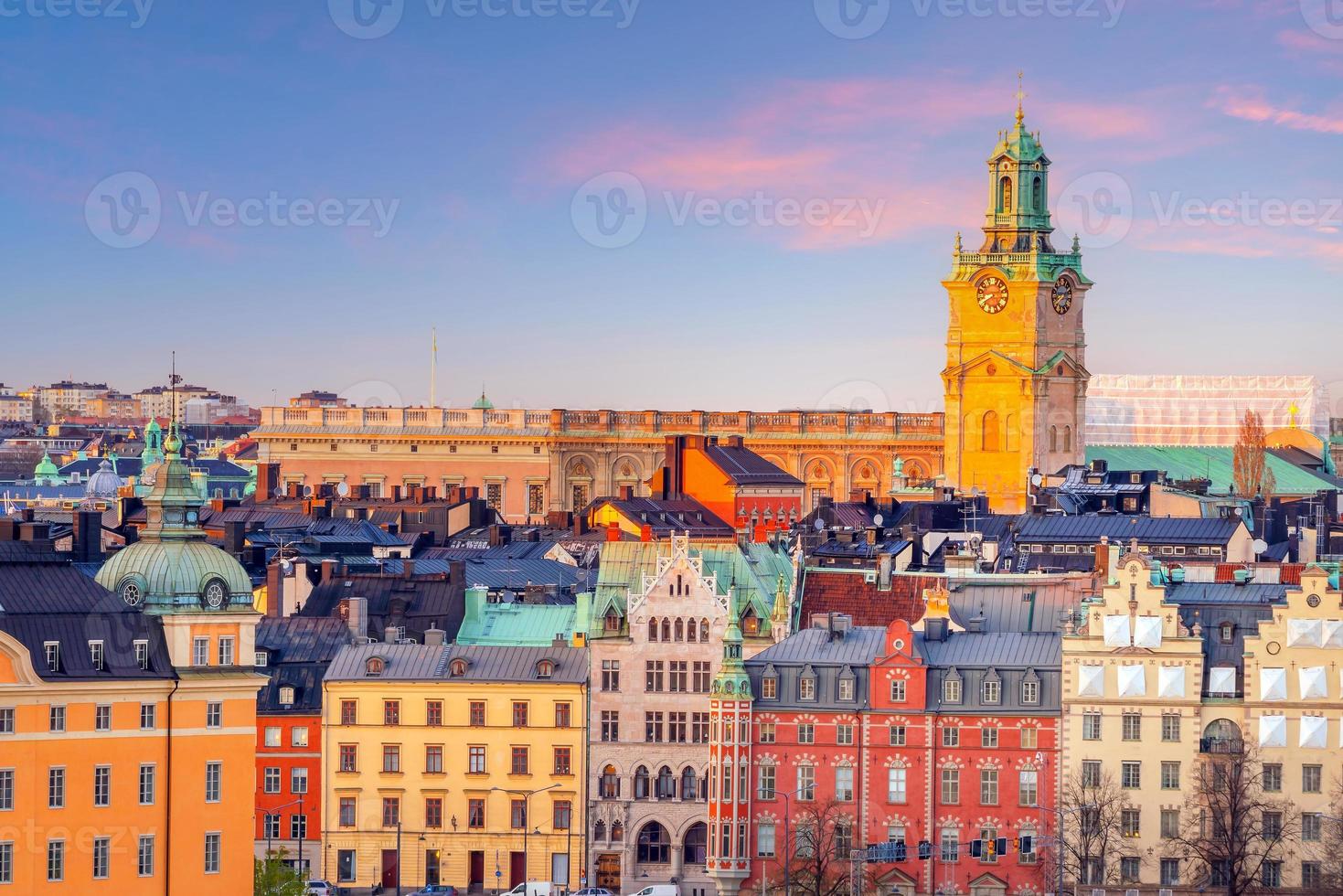 stockholm gammal stad stad horisont, stadsbild av Sverige foto