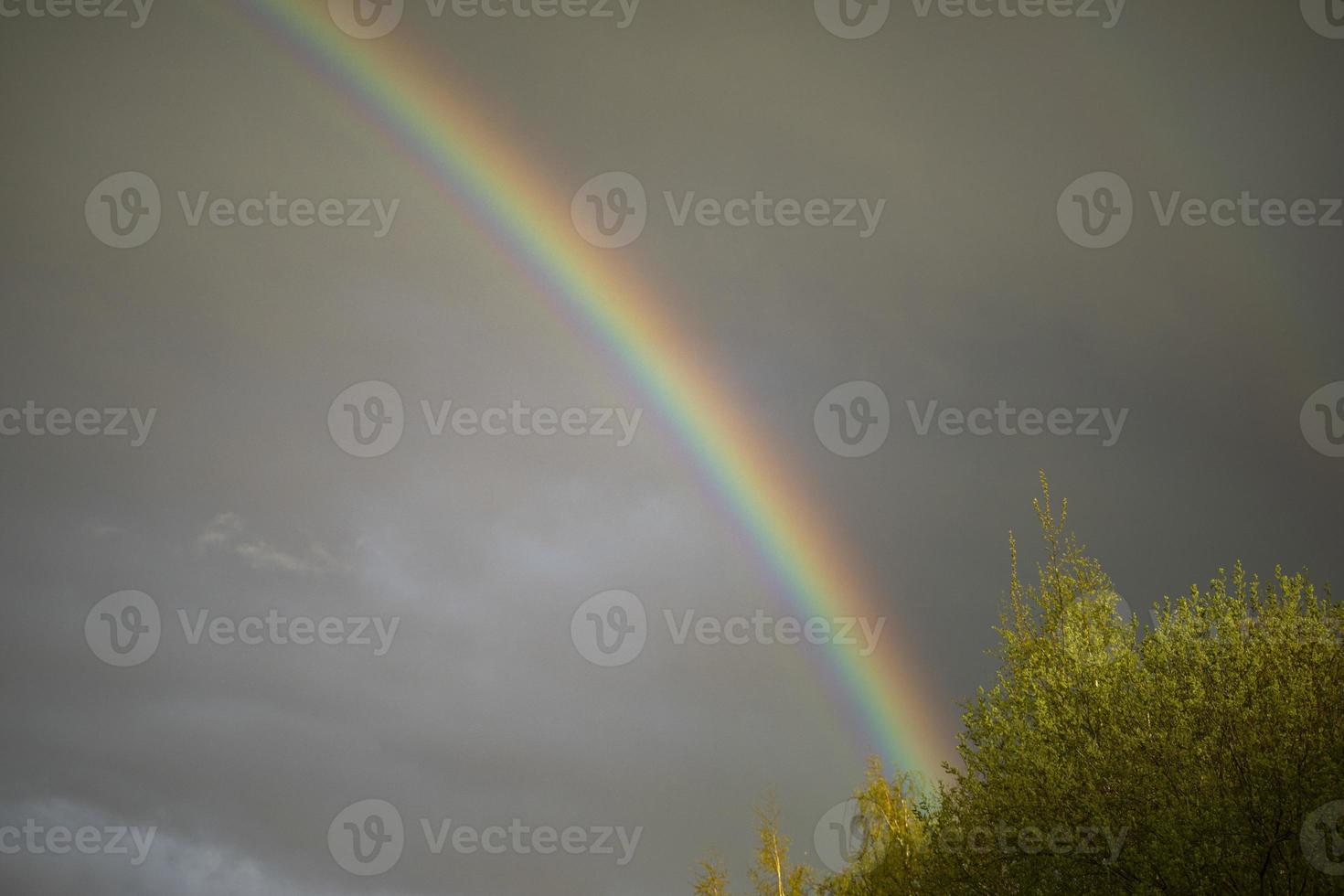 regnbåge på himlen. vackert väder. nedbrytning av ljus till färger. foto