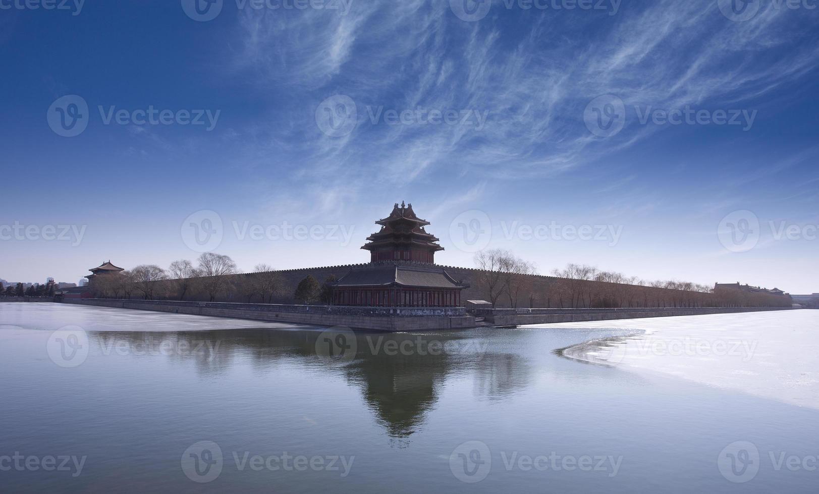 hörn tornet i den förbjudna staden, landmärke i Peking stad foto